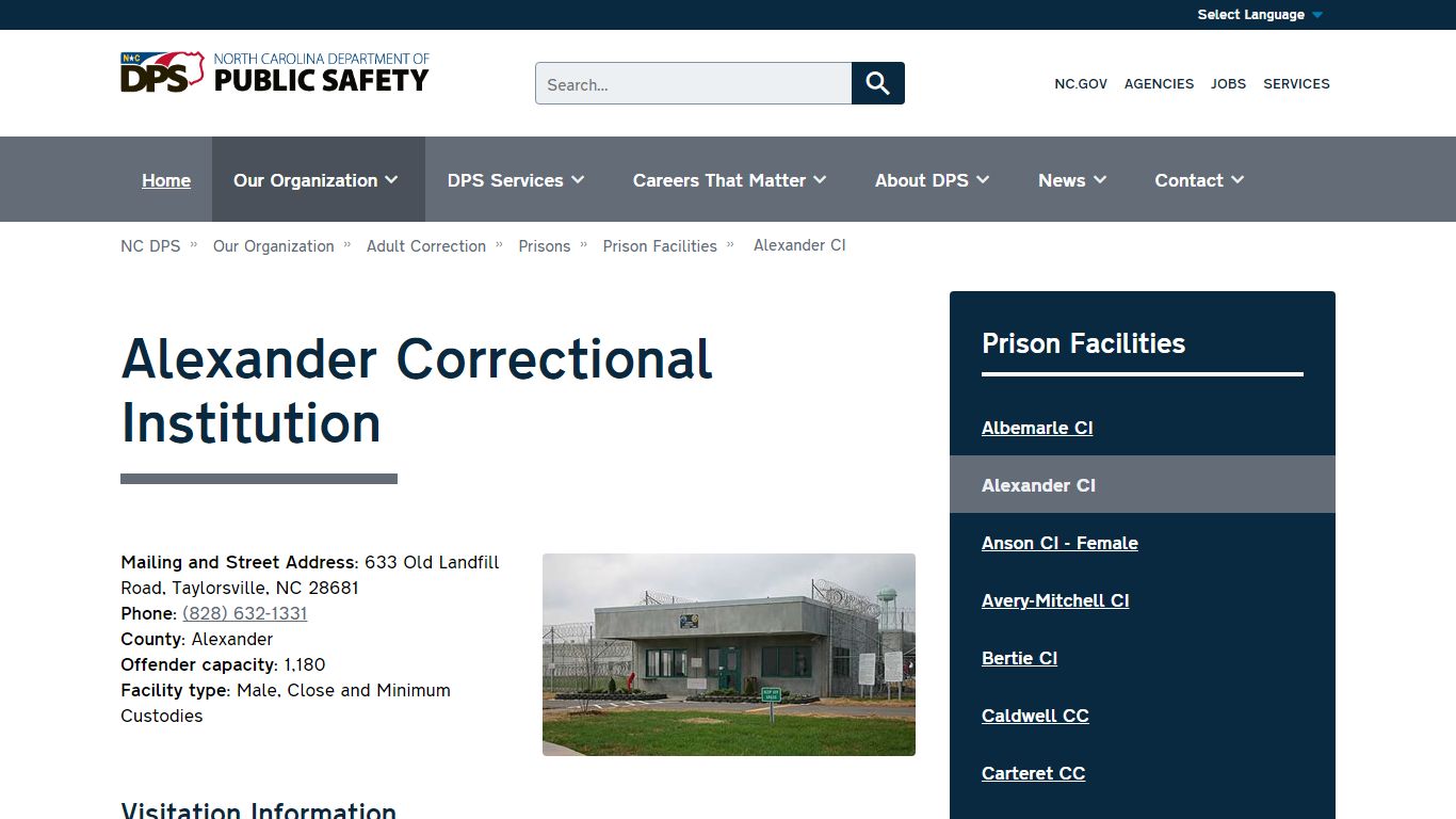 Alexander Correctional Institution | NC DPS